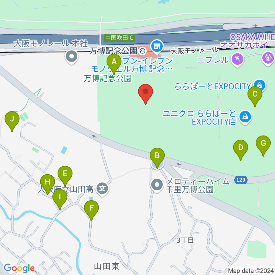 大阪万博記念公園アリーナ（仮） 周辺の駐車場・コインパーキング一覧地図