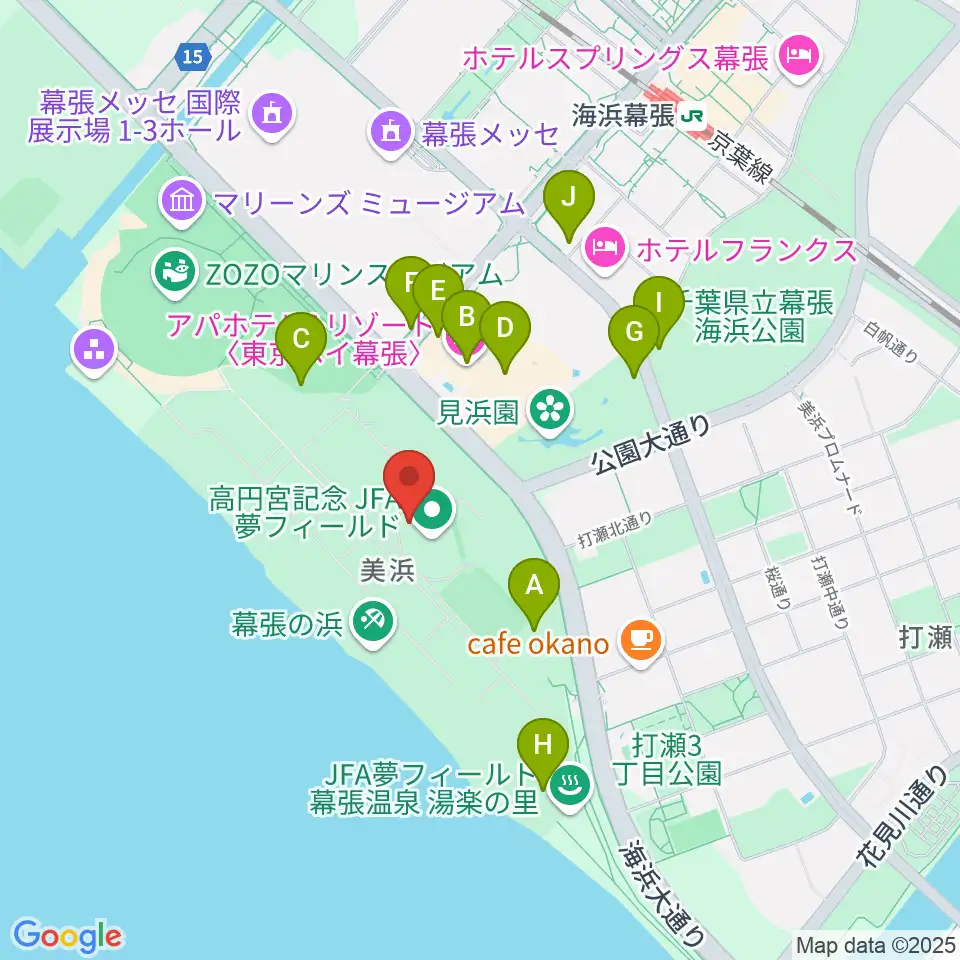 JFA夢フィールドAピッチ周辺の駐車場・コインパーキング一覧地図