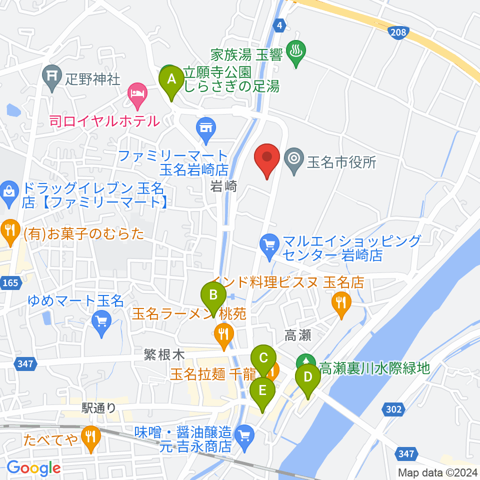 玉名市民会館ホール周辺の駐車場・コインパーキング一覧地図