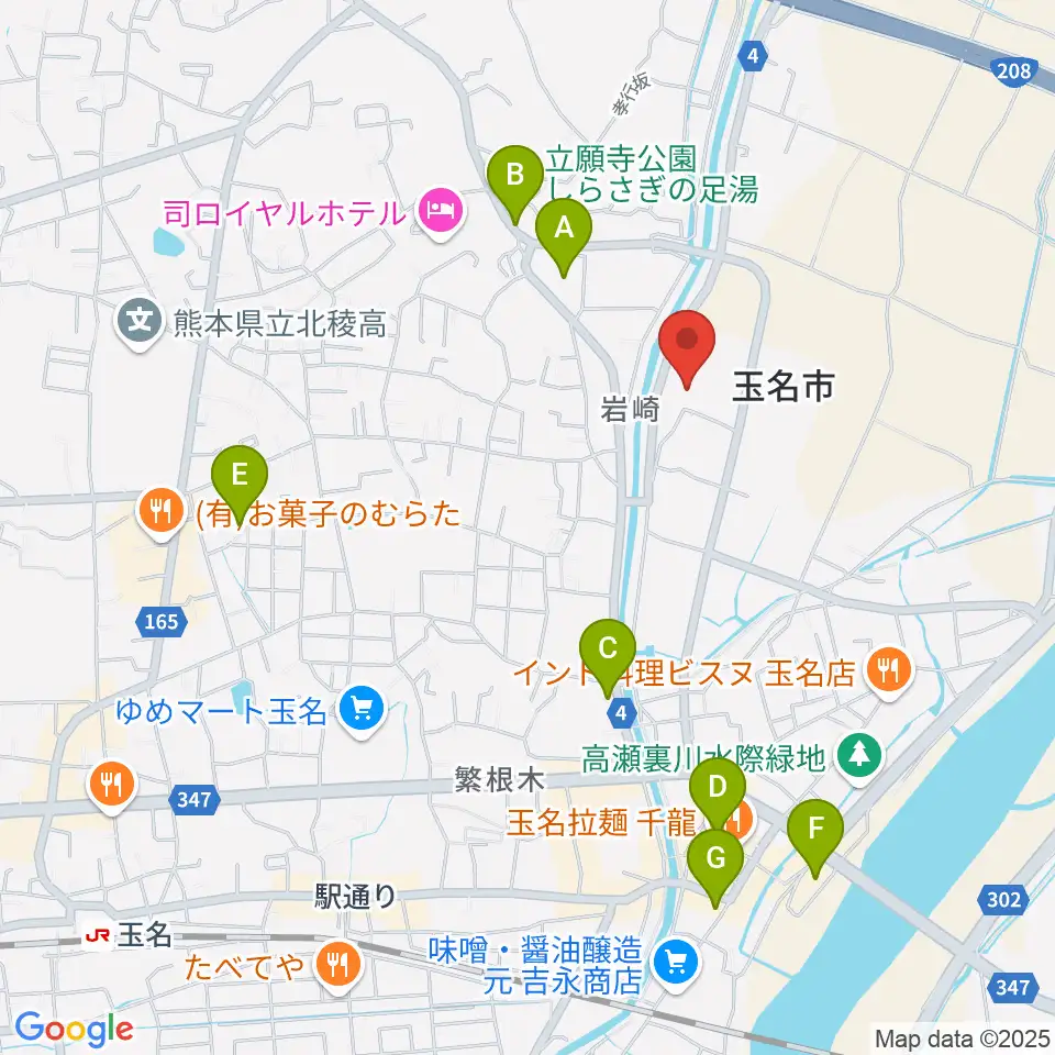玉名市民会館ホール周辺の駐車場・コインパーキング一覧地図