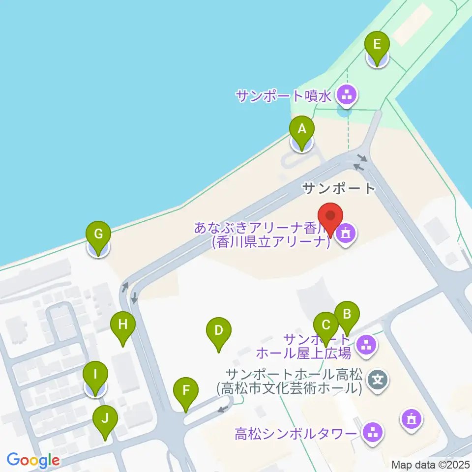 あなぶきアリーナ香川周辺の駐車場・コインパーキング一覧地図