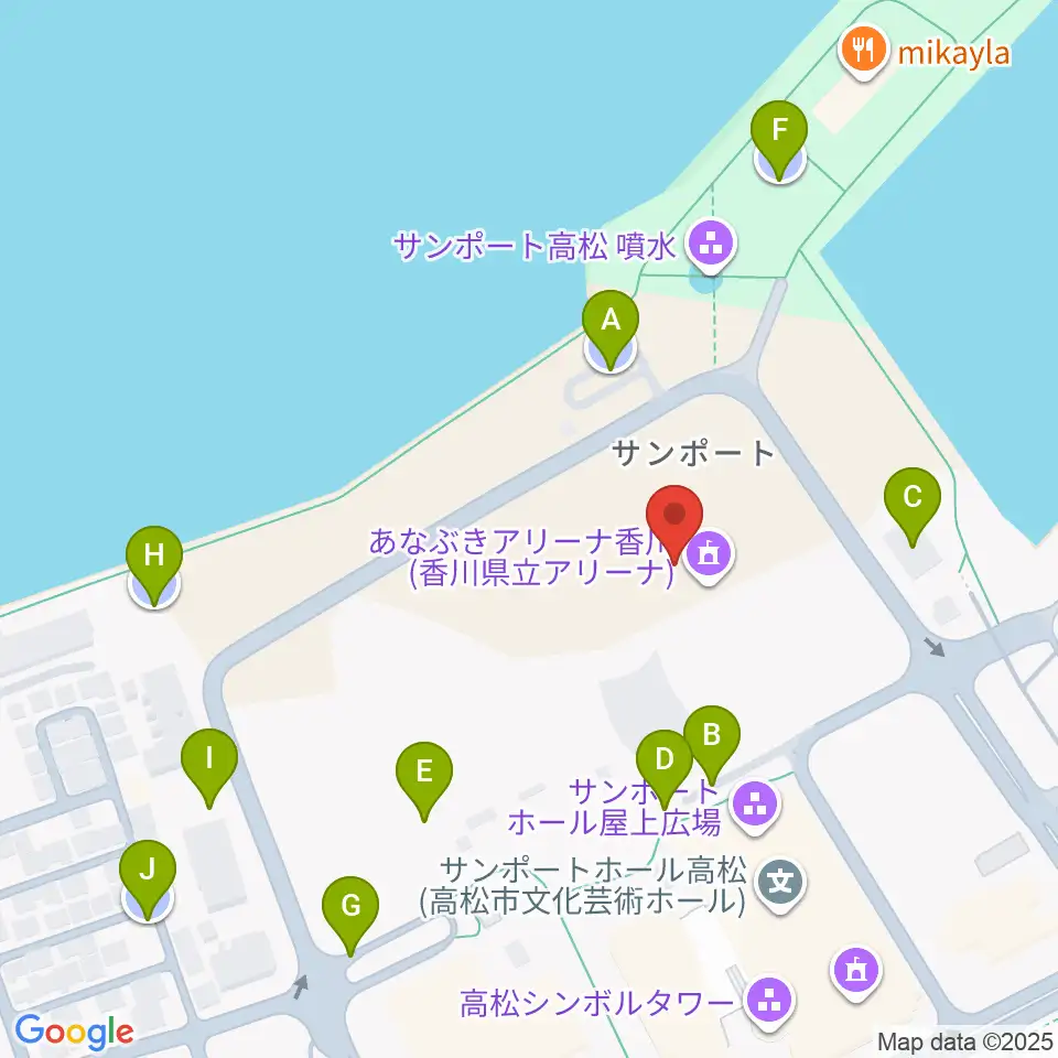 あなぶきアリーナ香川周辺の駐車場・コインパーキング一覧地図