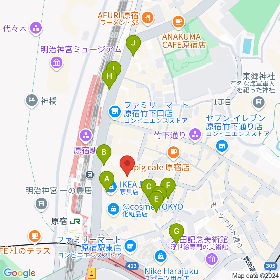 WITH HARAJUKU HALL周辺の駐車場・コインパーキング一覧地図