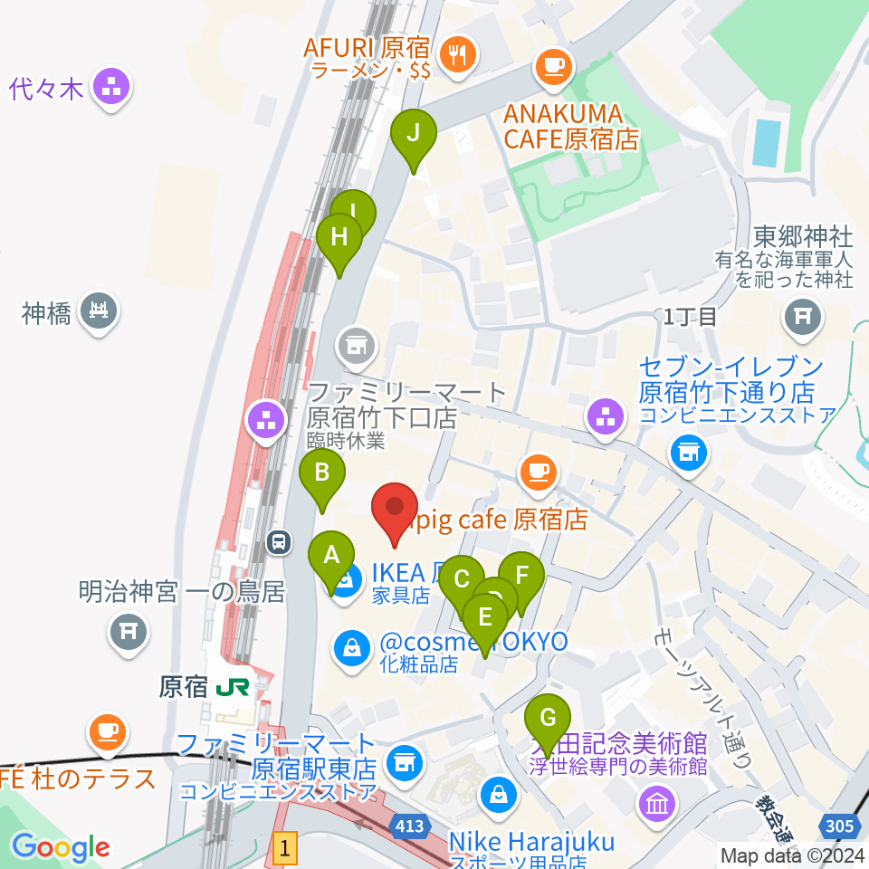 WITH HARAJUKU HALL周辺の駐車場・コインパーキング一覧地図