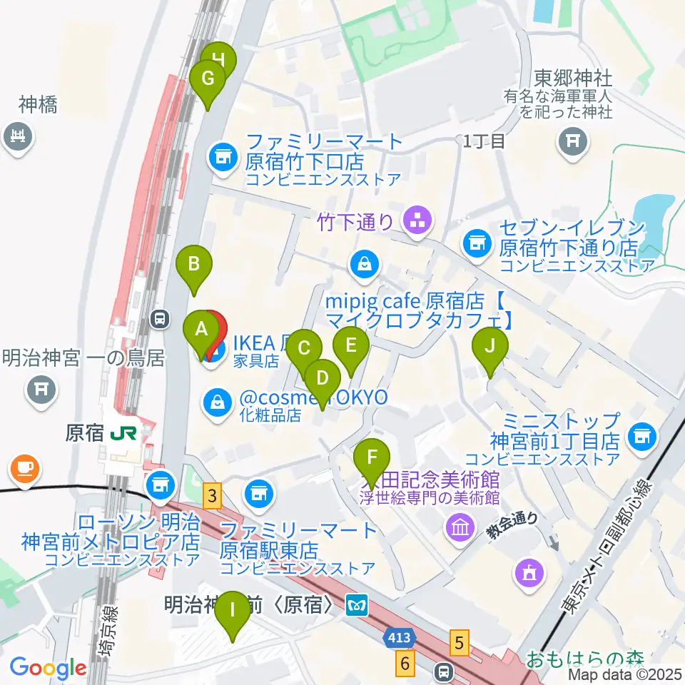 WITH HARAJUKU HALL周辺の駐車場・コインパーキング一覧地図