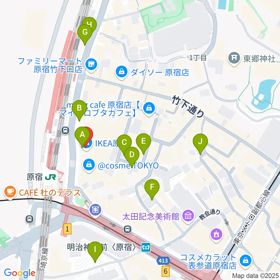 WITH HARAJUKU HALL周辺の駐車場・コインパーキング一覧地図
