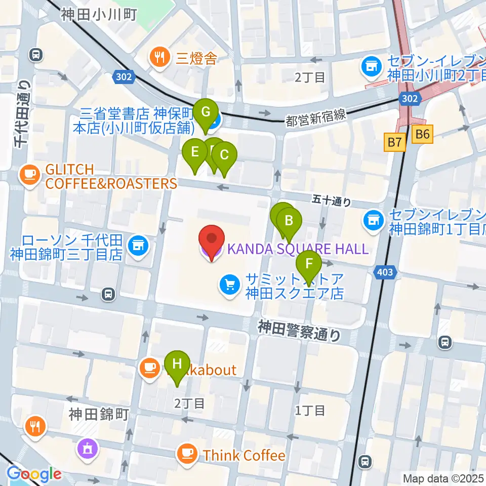 神田スクエアホール周辺の駐車場・コインパーキング一覧地図