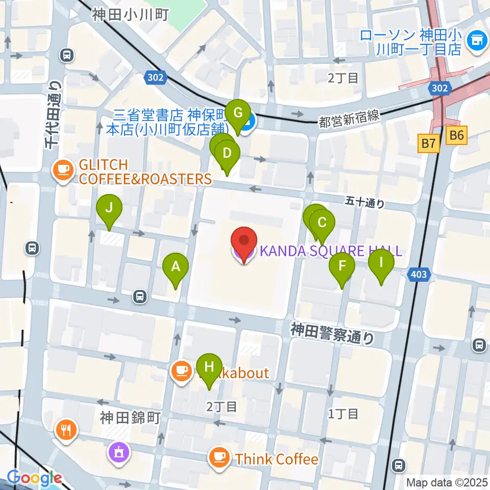 神田スクエアホール周辺の駐車場・コインパーキング一覧地図