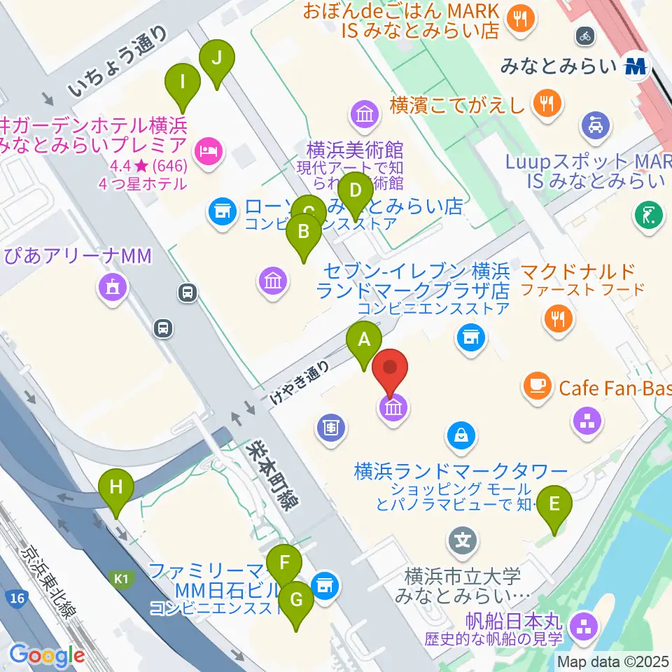 横浜ランドマークホール周辺の駐車場・コインパーキング一覧地図