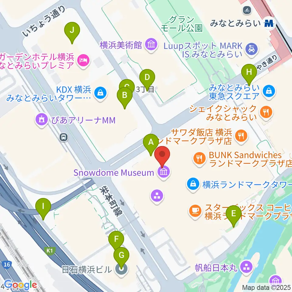 横浜ランドマークホール周辺の駐車場・コインパーキング一覧地図