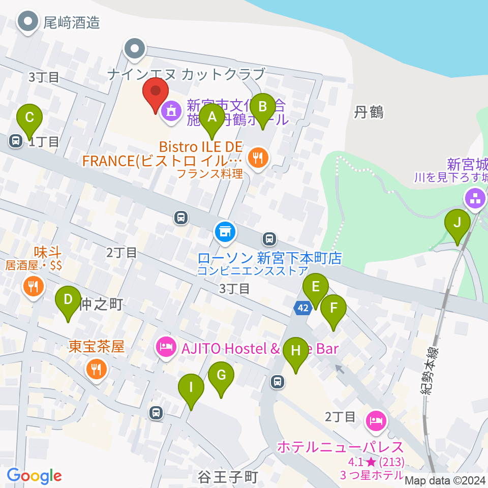 丹鶴ホール周辺の駐車場・コインパーキング一覧地図