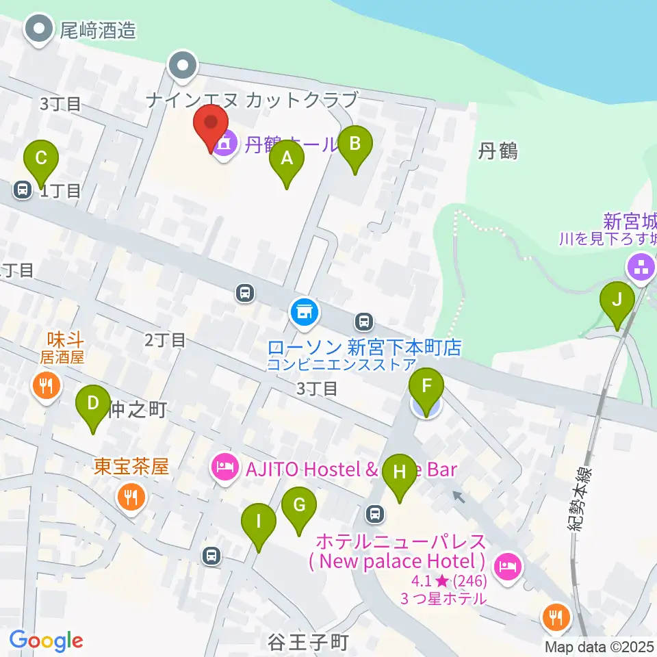 丹鶴ホール周辺の駐車場・コインパーキング一覧地図