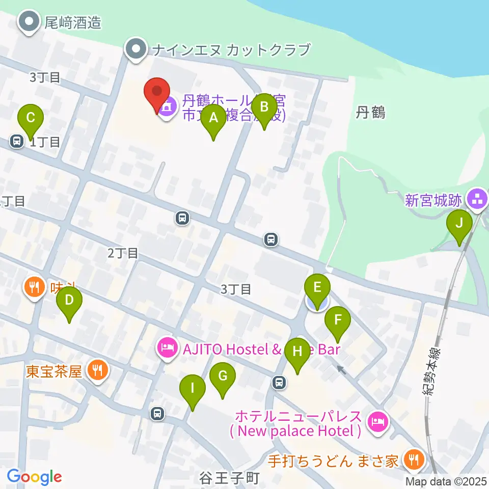 丹鶴ホール周辺の駐車場・コインパーキング一覧地図