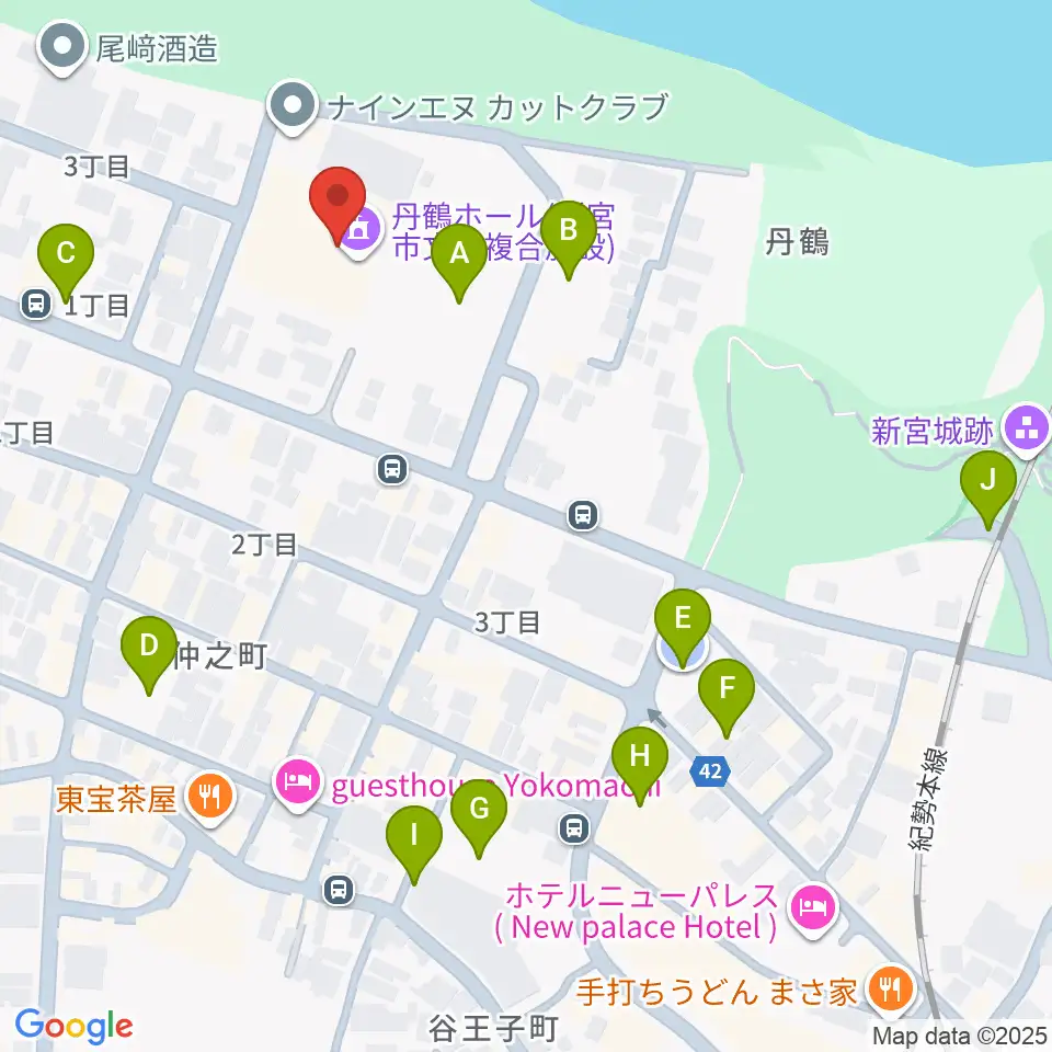 丹鶴ホール周辺の駐車場・コインパーキング一覧地図
