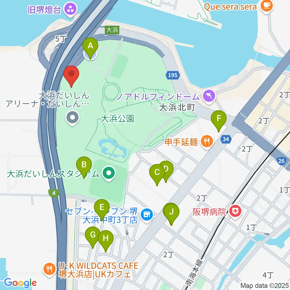 大浜だいしんアリーナ・だいしん大浜武道館周辺の駐車場・コインパーキング一覧地図