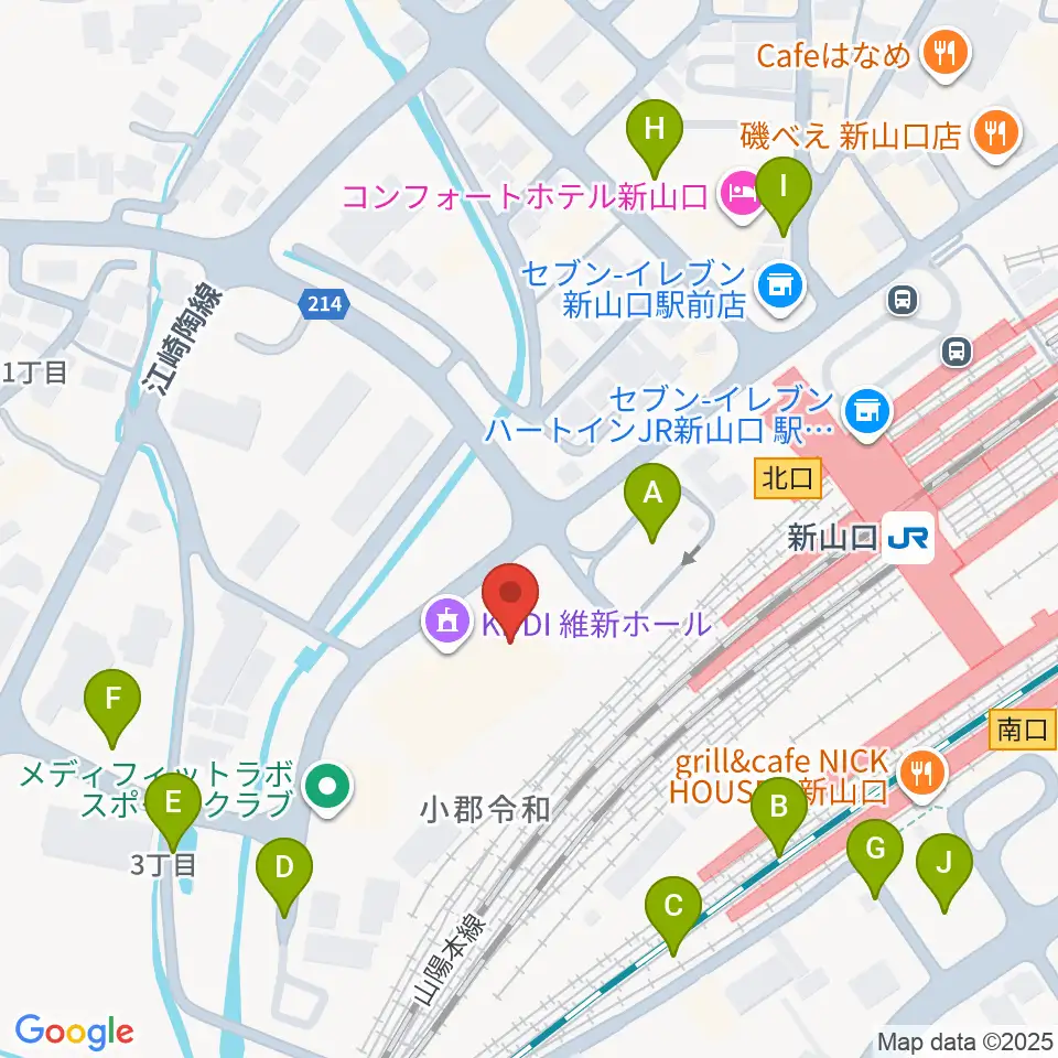 KDDI維新ホール周辺の駐車場・コインパーキング一覧地図