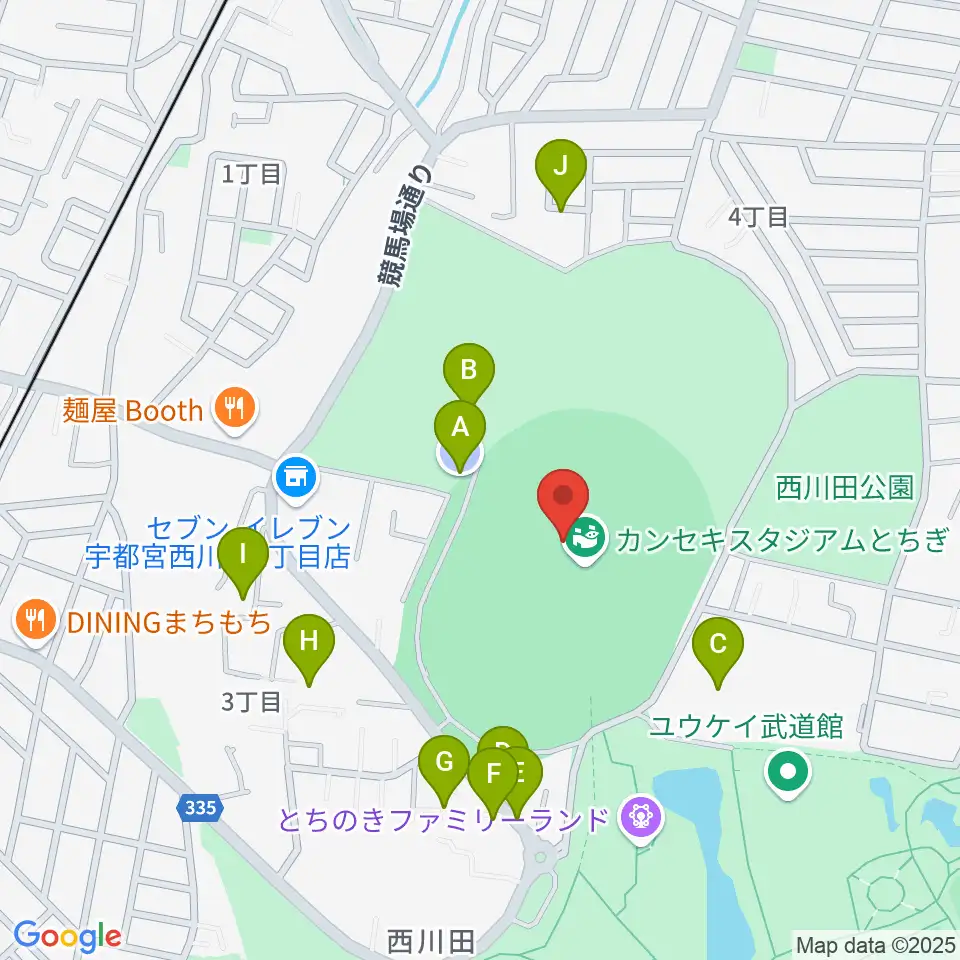 カンセキスタジアムとちぎ周辺の駐車場・コインパーキング一覧地図