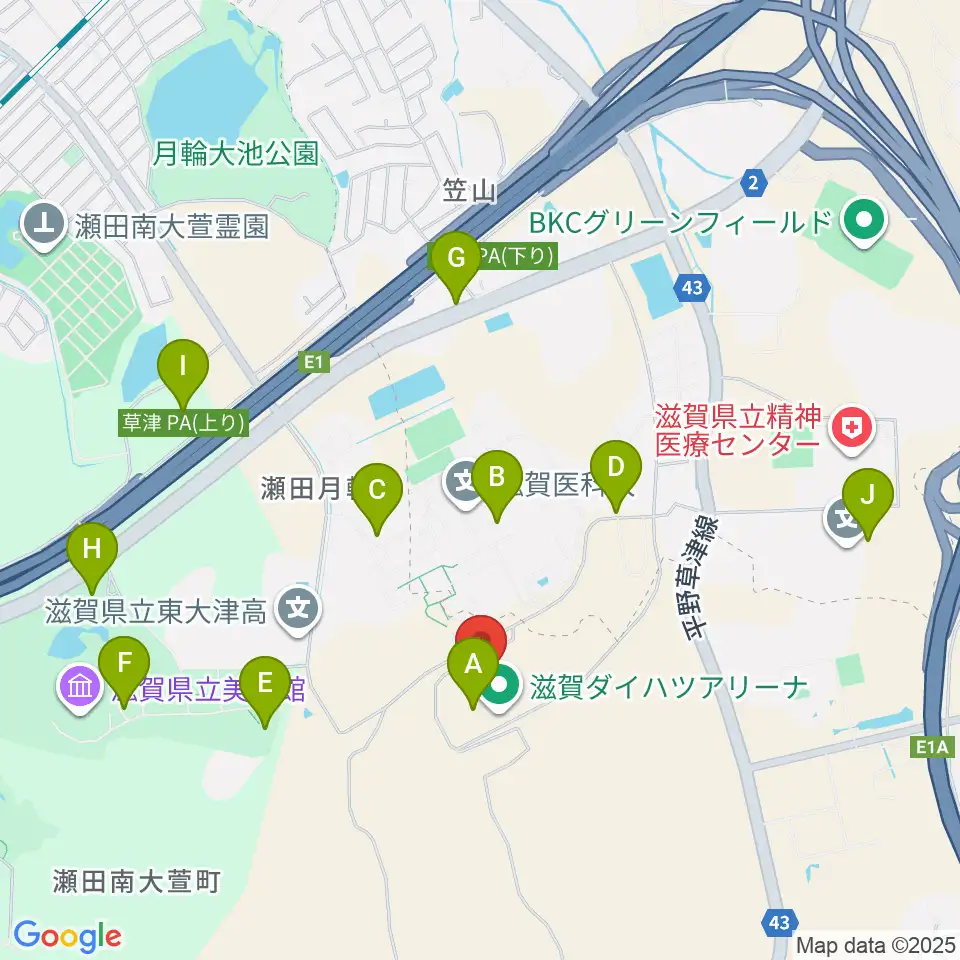 滋賀ダイハツアリーナ周辺の駐車場・コインパーキング一覧地図