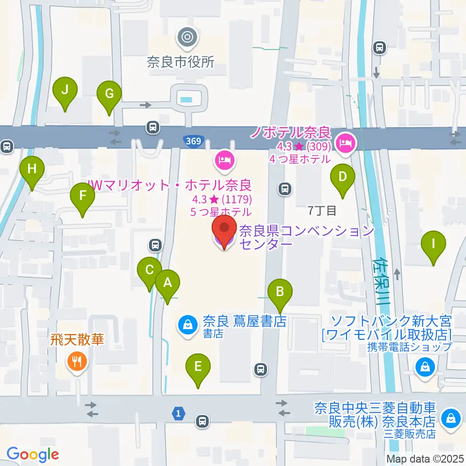 奈良県コンベンションセンター周辺の駐車場・コインパーキング一覧地図