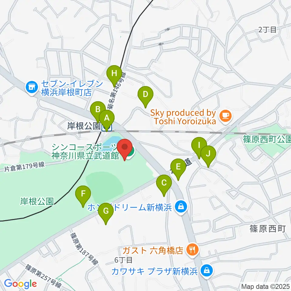 シンコースポーツ神奈川県立武道館周辺の駐車場・コインパーキング一覧地図
