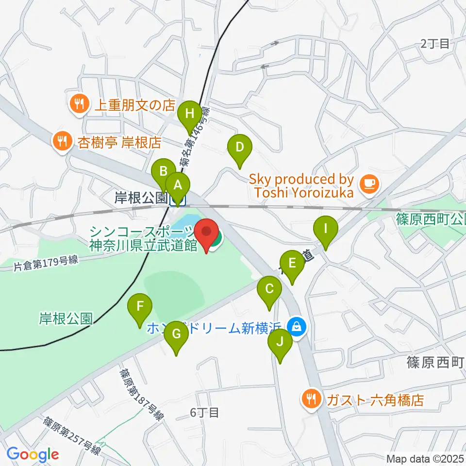 シンコースポーツ神奈川県立武道館周辺の駐車場・コインパーキング一覧地図