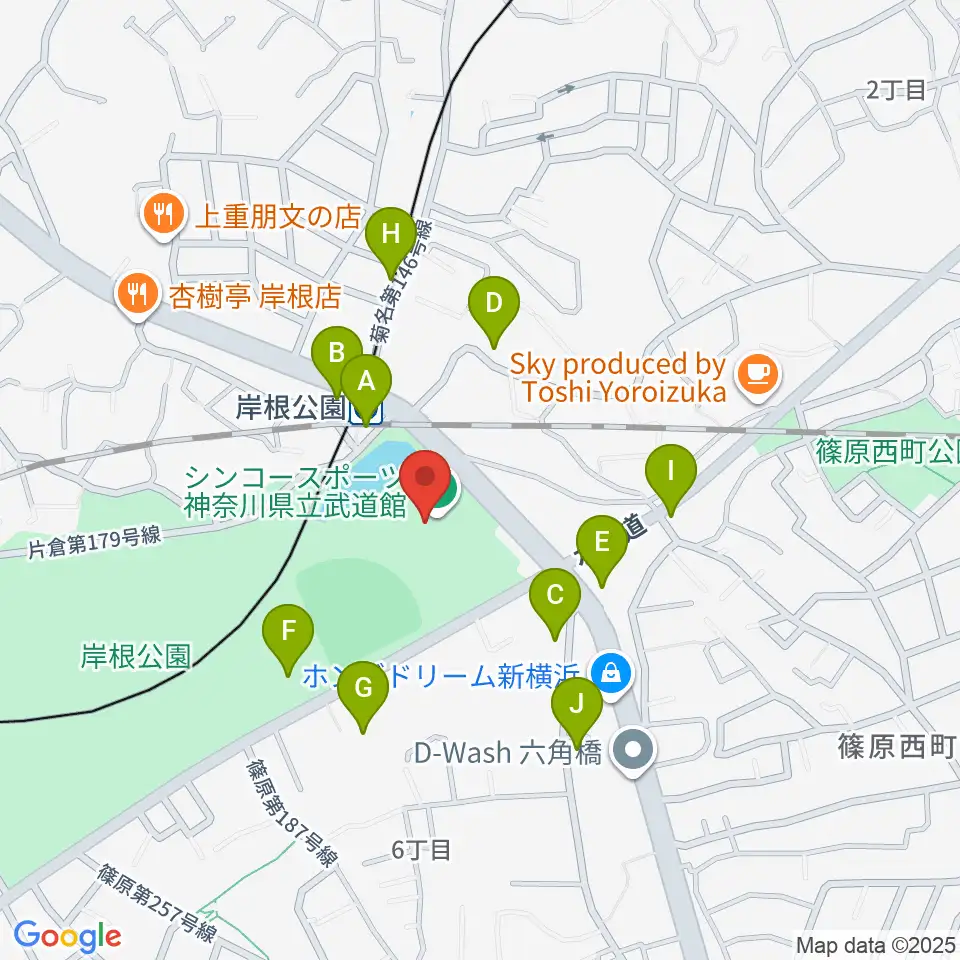 シンコースポーツ神奈川県立武道館周辺の駐車場・コインパーキング一覧地図