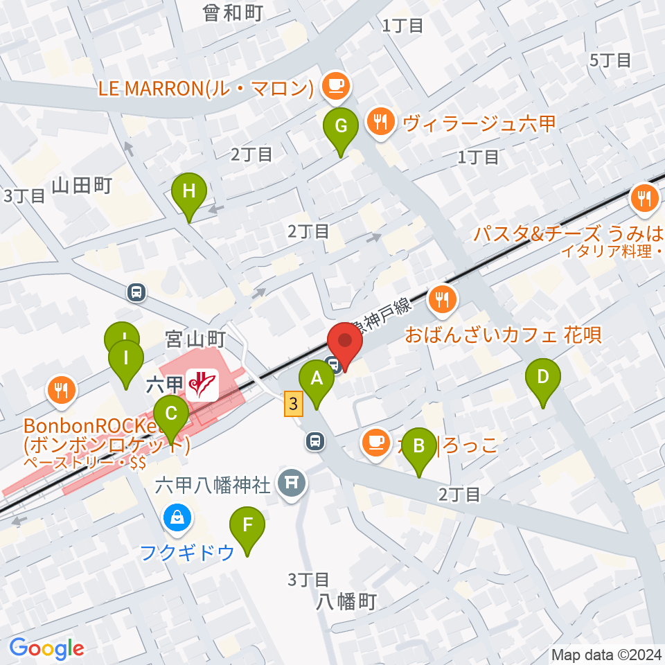 スタジオハイダウェイ阪急六甲店周辺の駐車場・コインパーキング一覧地図