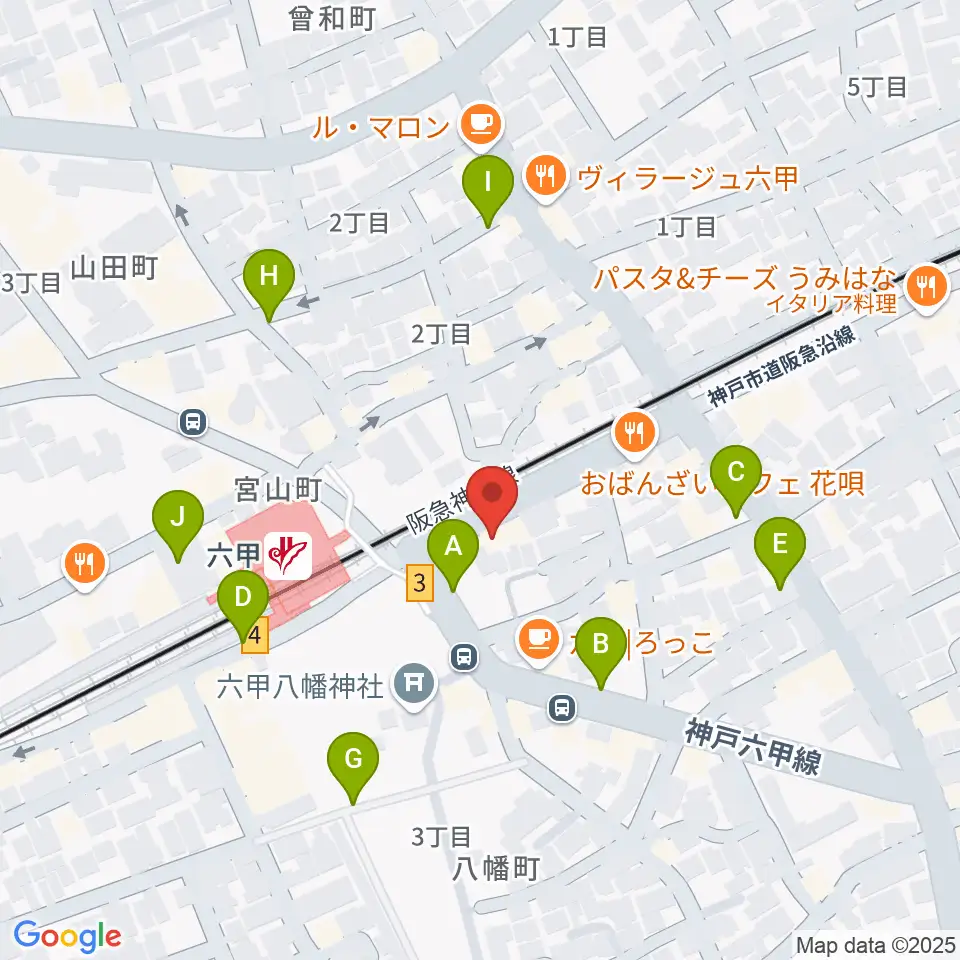 スタジオハイダウェイ阪急六甲店周辺の駐車場・コインパーキング一覧地図