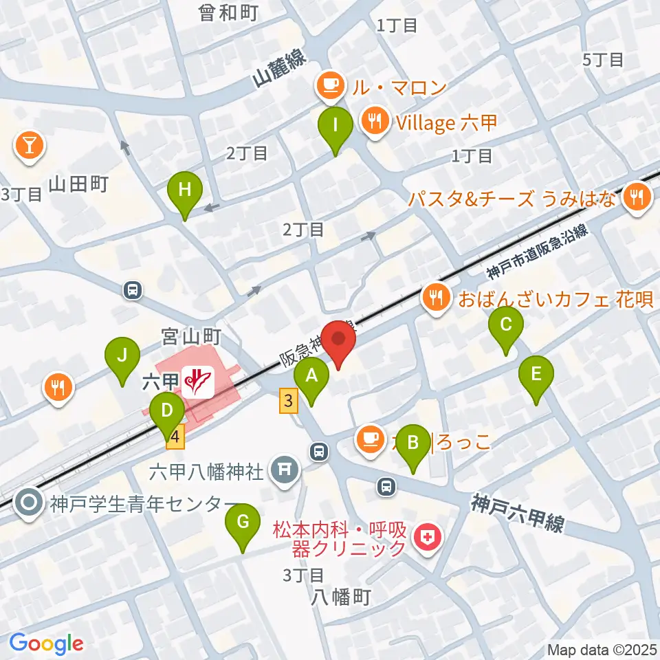 スタジオハイダウェイ阪急六甲店周辺の駐車場・コインパーキング一覧地図