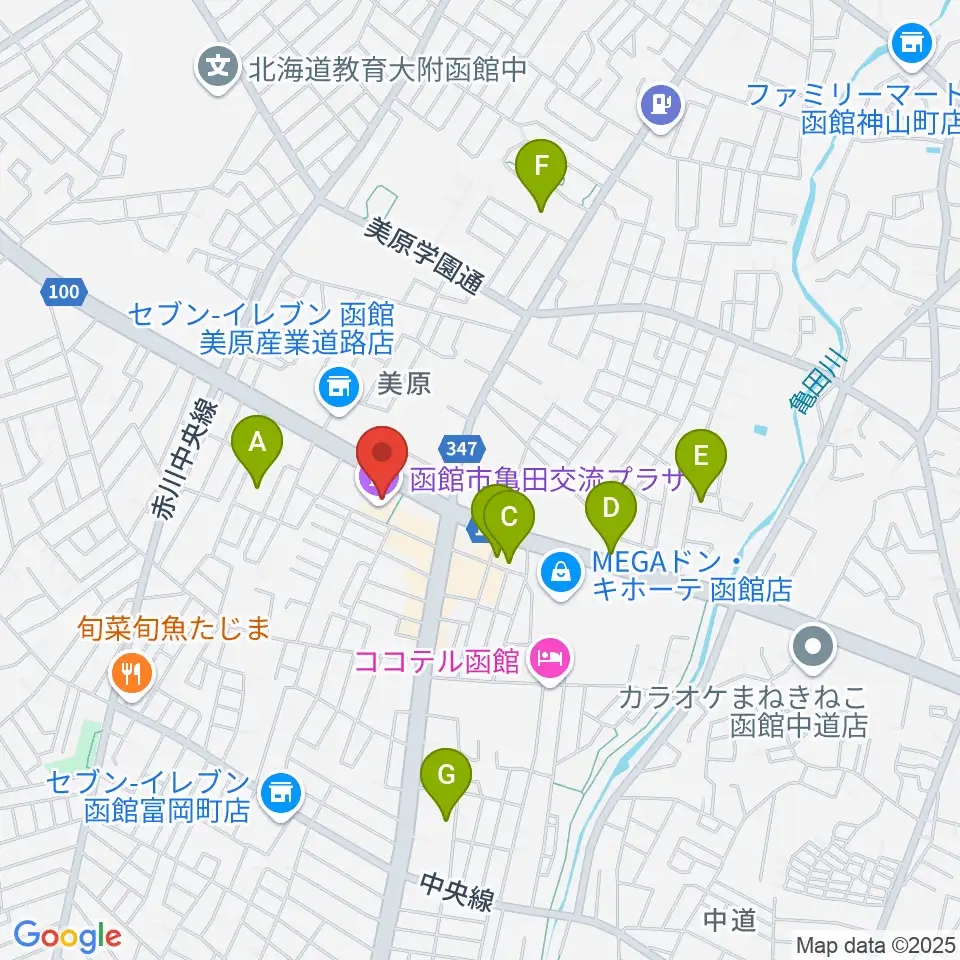 函館市亀田交流プラザ周辺の駐車場・コインパーキング一覧地図
