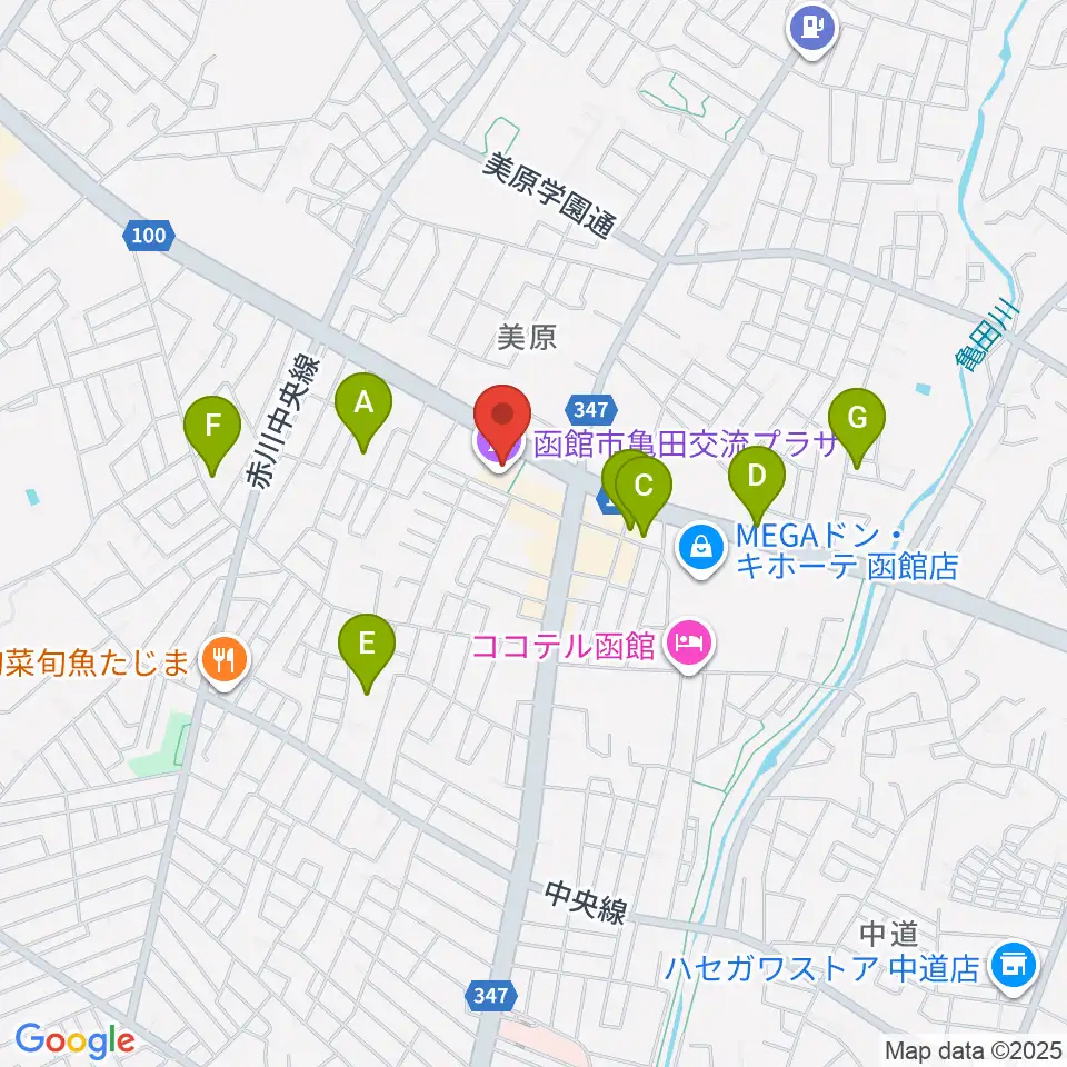 函館市亀田交流プラザ周辺の駐車場・コインパーキング一覧地図