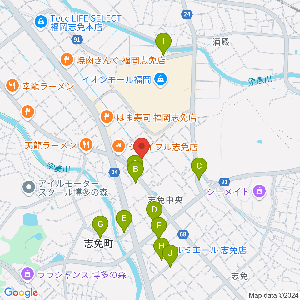 志免町立町民センター周辺の駐車場・コインパーキング一覧地図