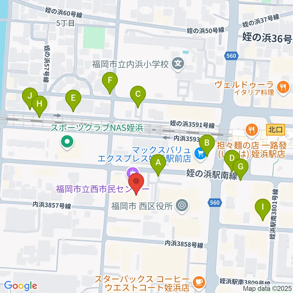 福岡市立西市民センター周辺の駐車場・コインパーキング一覧地図