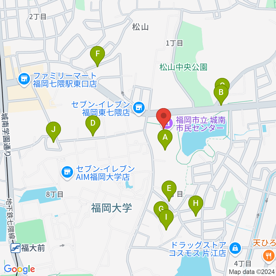 福岡市城南区城南市民センター周辺の駐車場・コインパーキング一覧地図