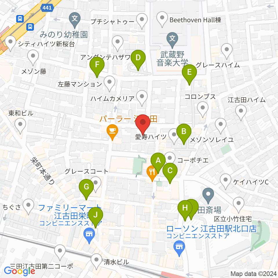 北里楽器スタジオフェルマータ周辺の駐車場・コインパーキング一覧地図