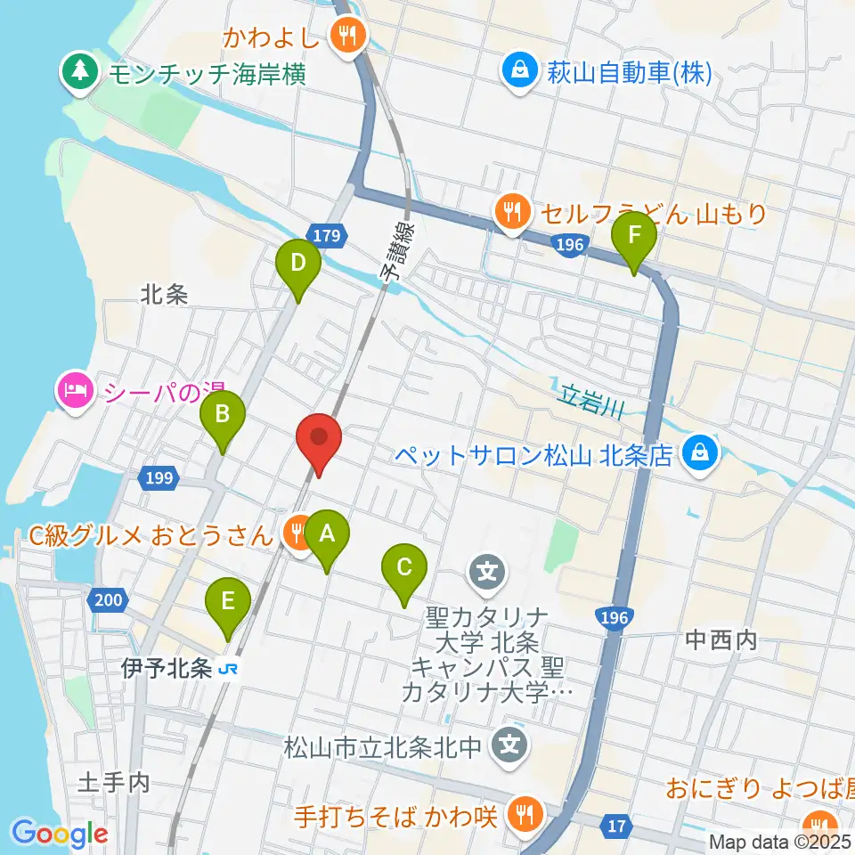 松山市北条市民会館周辺の駐車場・コインパーキング一覧地図