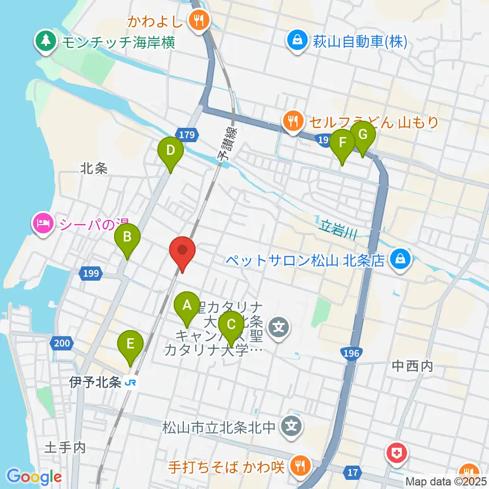 松山市北条市民会館周辺の駐車場・コインパーキング一覧地図