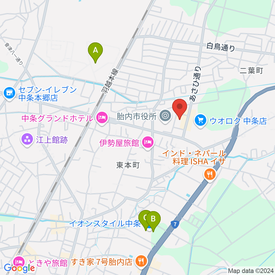 胎内市産業文化会館周辺の駐車場・コインパーキング一覧地図