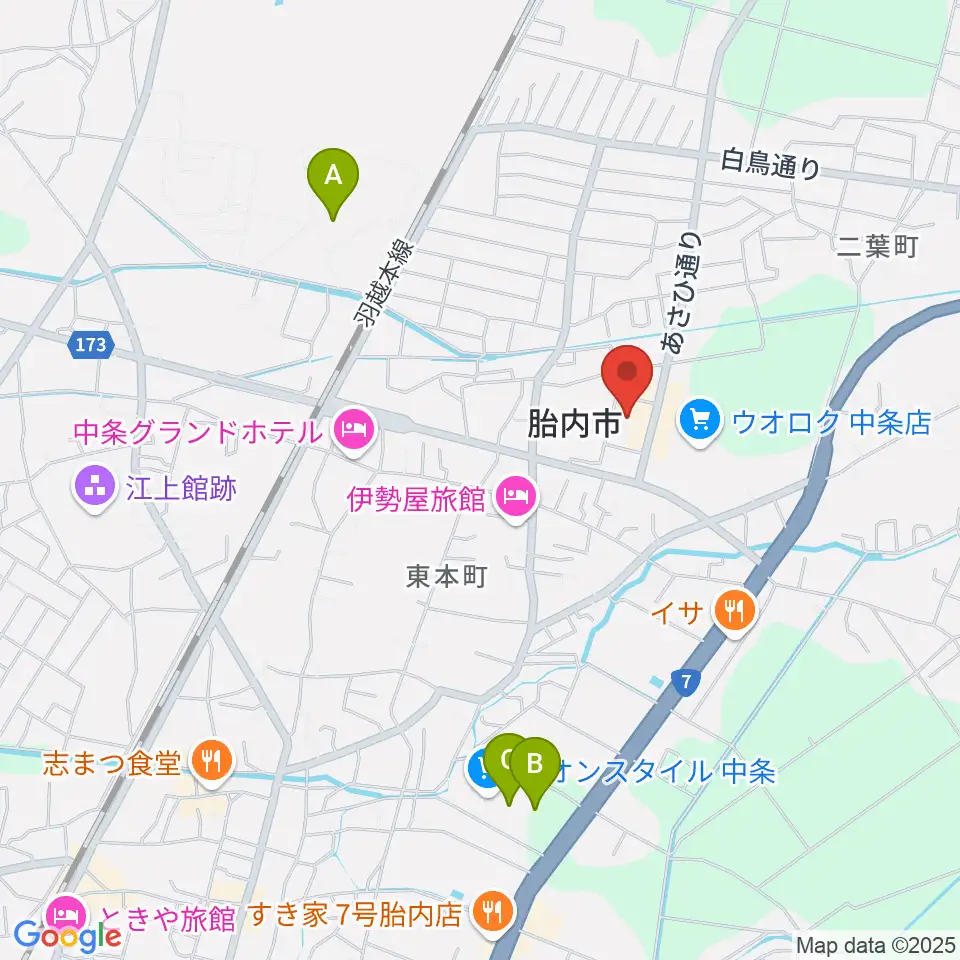 胎内市産業文化会館周辺の駐車場・コインパーキング一覧地図
