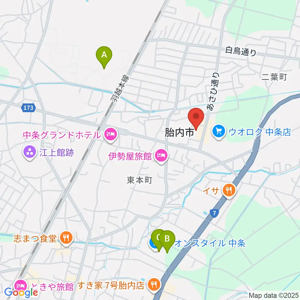 胎内市産業文化会館周辺の駐車場・コインパーキング一覧地図