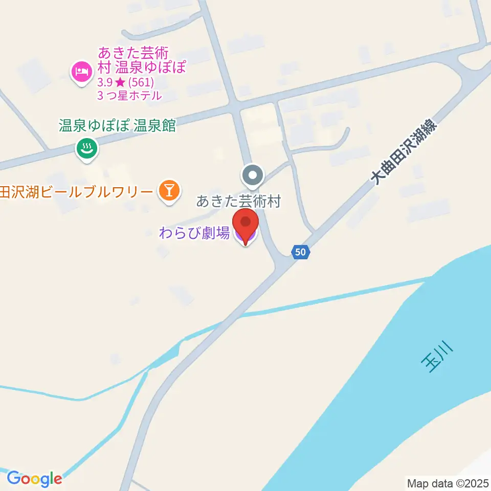 あきた芸術村 わらび劇場周辺の駐車場・コインパーキング一覧地図