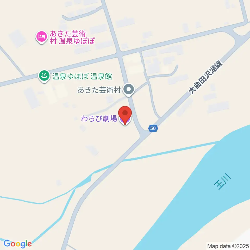 あきた芸術村 わらび劇場周辺の駐車場・コインパーキング一覧地図