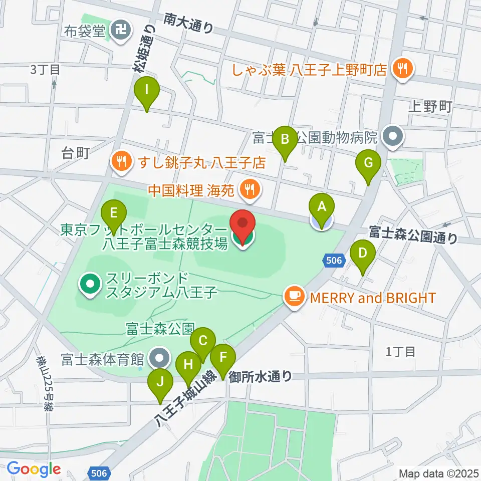 東京フットボールセンター八王子富士森競技場周辺の駐車場・コインパーキング一覧地図