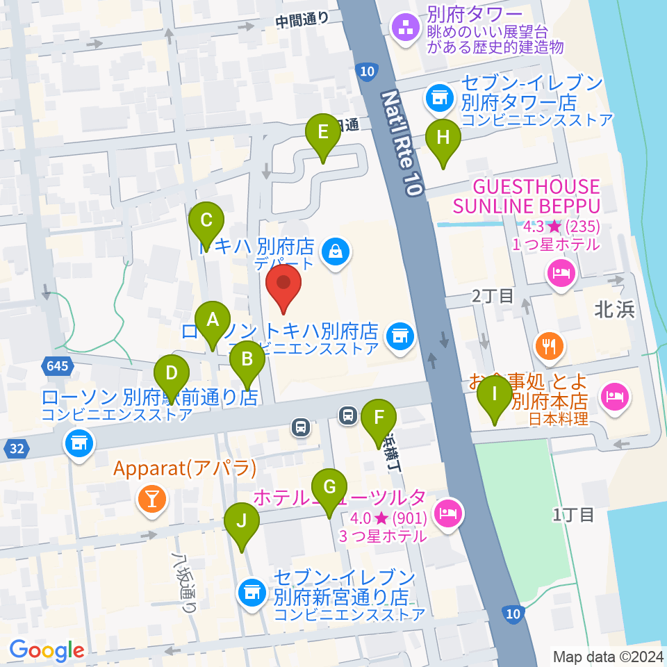 ぶらり劇場別府座周辺の駐車場・コインパーキング一覧地図