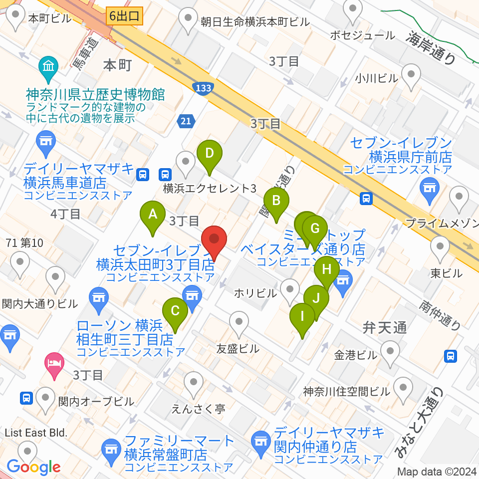 ホムラサウンド横浜スタジオ周辺の駐車場・コインパーキング一覧地図