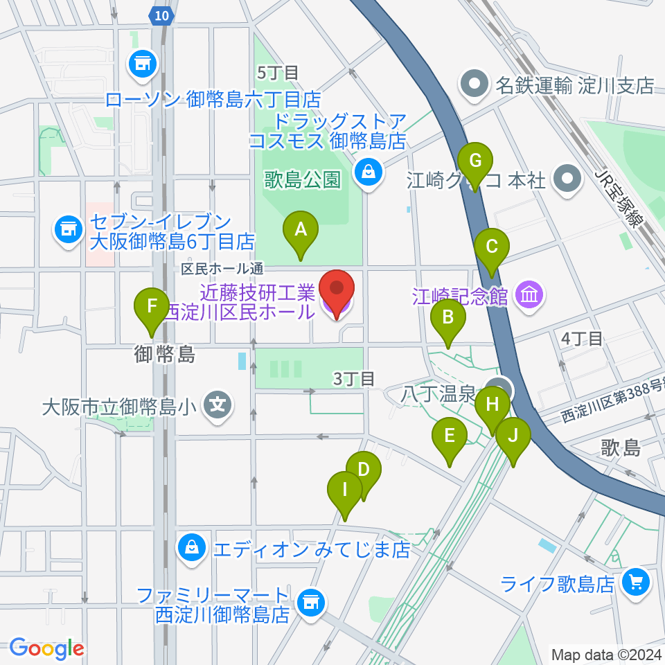 近藤技研工業 西淀川区民ホール周辺の駐車場・コインパーキング一覧地図