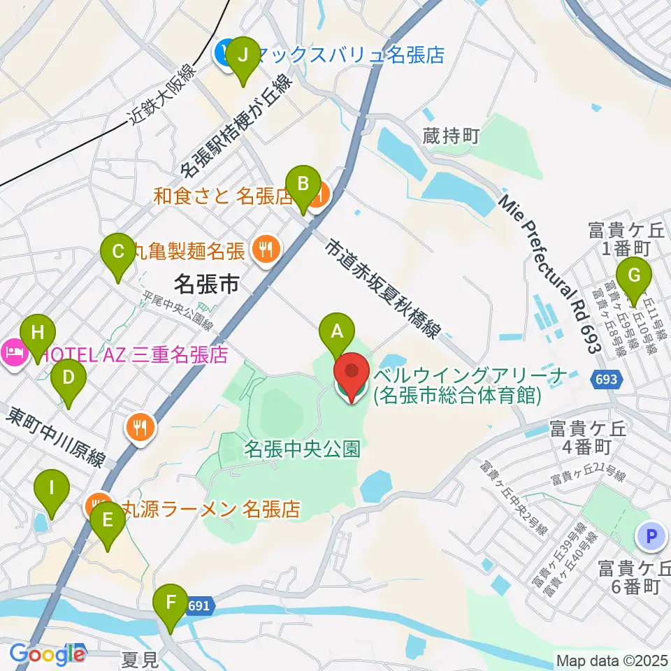ベルウイングアリーナ周辺の駐車場・コインパーキング一覧地図