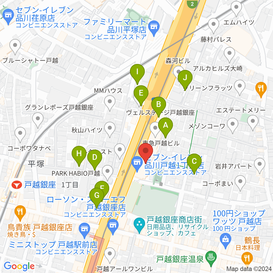 FMしながわ　周辺の駐車場・コインパーキング一覧地図