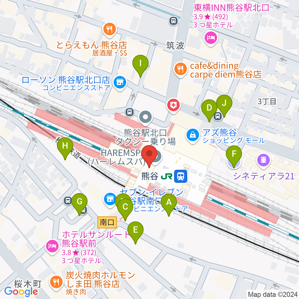 FMクマガヤ周辺の駐車場・コインパーキング一覧地図