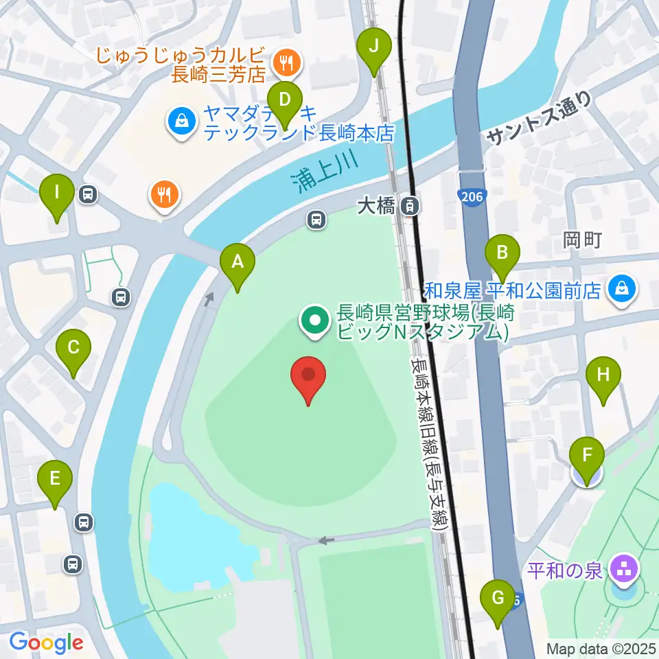 長崎ビッグNスタジアム 長崎県営野球場周辺の駐車場・コインパーキング一覧地図